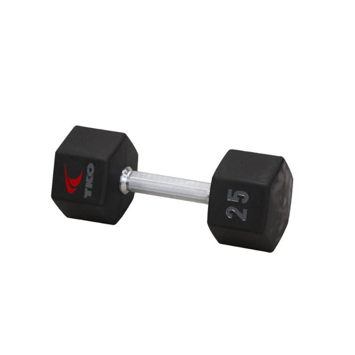 TKO 5-50lb Tri-Grip Urethane Hex Dumbbell Set with 3-Tier Rail Rack