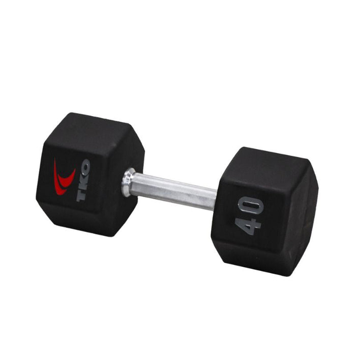 TKO 5-50lb Tri-Grip Urethane Hex Dumbbell Set with 3-Tier Rail Rack