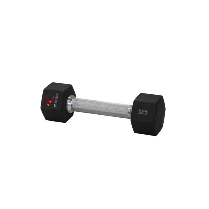 TKO 5-50lb Tri-Grip Urethane Hex Dumbbell Set with 3-Tier Rail Rack