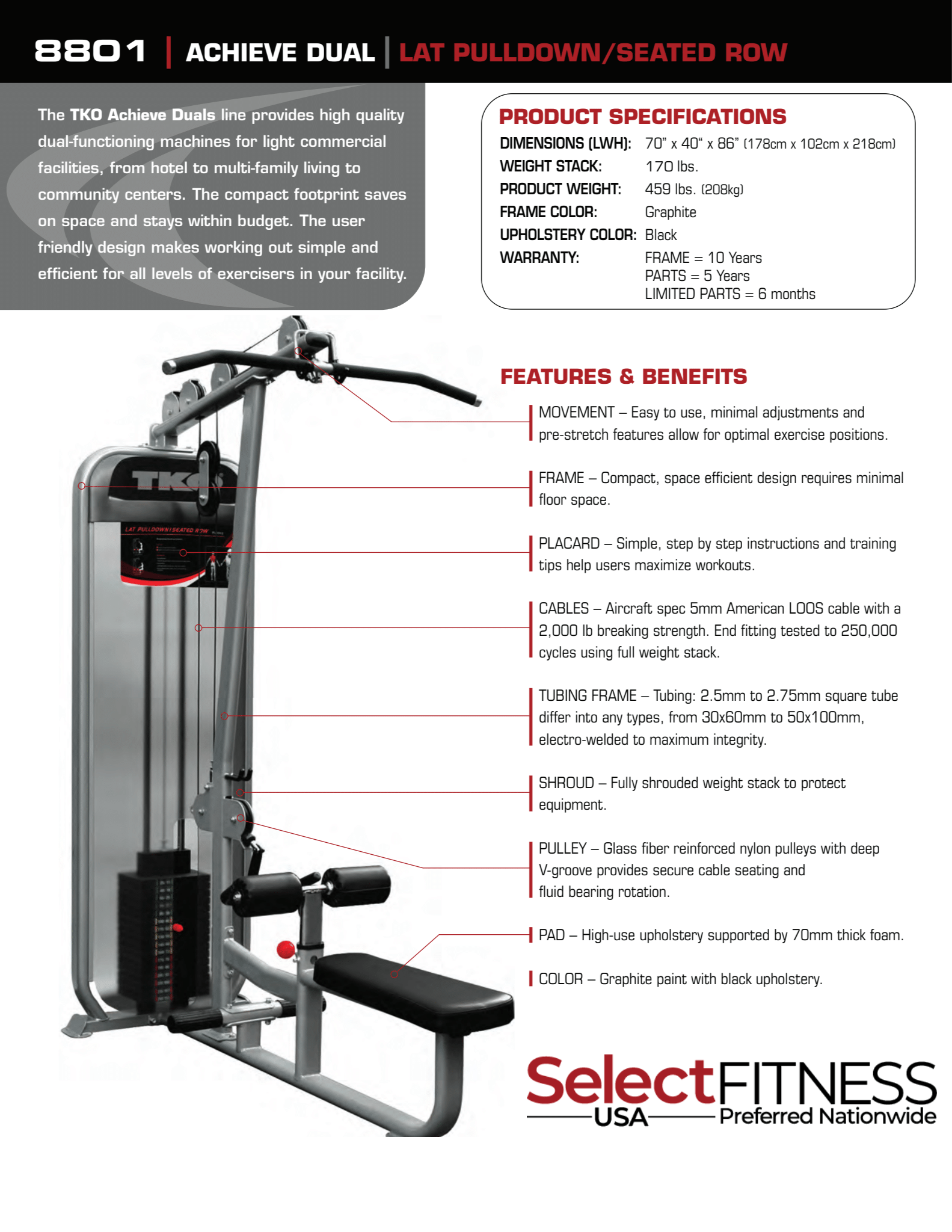 TKO Dual Lat Pulldown/ Mid Row Machine Shop Now — Select Fitness