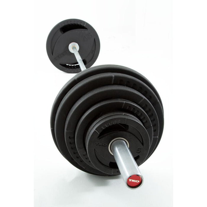 TKO Olympic Rubber Plate and Barbell Set, 300lb Plates + 1500lb Cap Bar