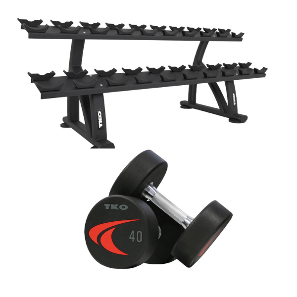 TKO 5-50 Lb. Set With Vertical Dumbbell Rack