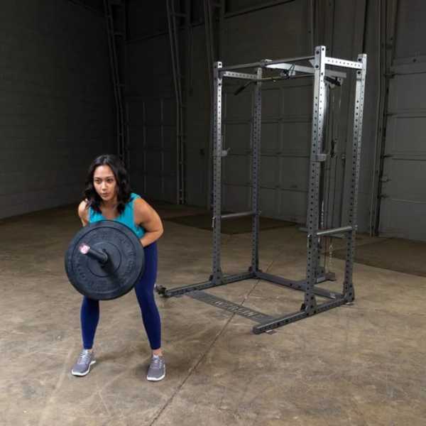 woman using body-solid powerline t-bar row attachment